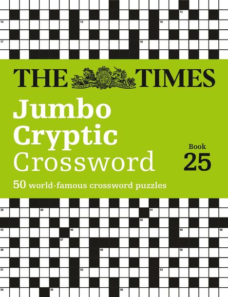 THE TIMES, Jumbo Cryptic Crossword, 50 world-famous crossword puzzles, Book 25. Ein Rätselgitter ist sichtbar.