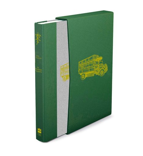 Grünes Buch mit goldfarbenem Busmotiv und der Aufschrift "J.R.R. Tolkien, The Notion Club Papers".