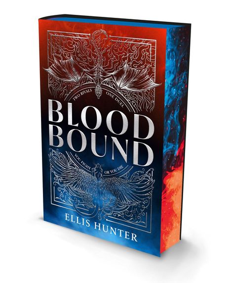 Covertext: “Blood Bound. Two Rivals. One Duel. You Fight or You Die. Ellis Hunter.” Silhouetten zweier geflügelter Wesen.