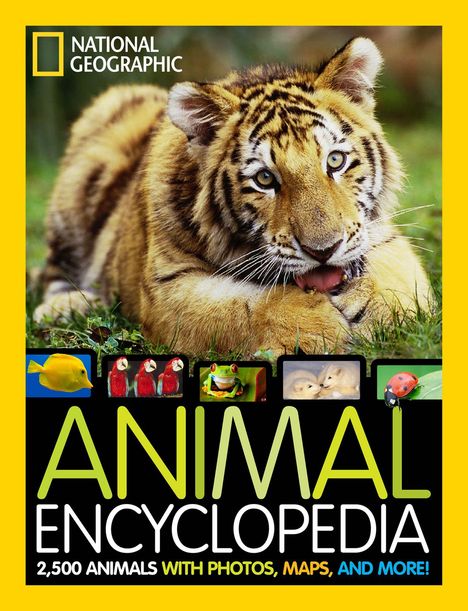 „NATIONAL GEOGRAPHIC ANIMAL ENCYCLOPEDIA“, Tierfotos: Tiger, Fische, Vögel, Frosch, Eulen, Marienkäfer.