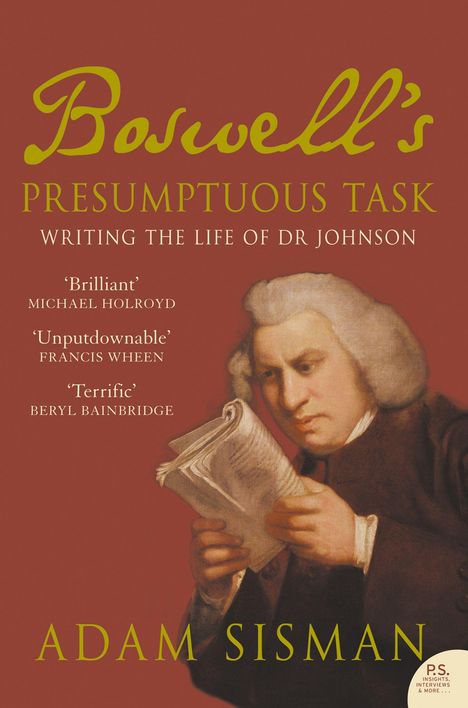 „Boswell’s Presumptuous Task: Writing the Life of Dr Johnson“ von Adam Sisman. Illustration eines Mannes beim Lesen.
