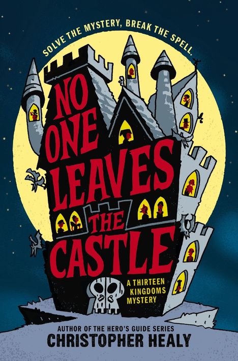 "No One Leaves the Castle" in großen roten Buchstaben auf einer schiefen Burg vor Vollmond-Hintergrund.