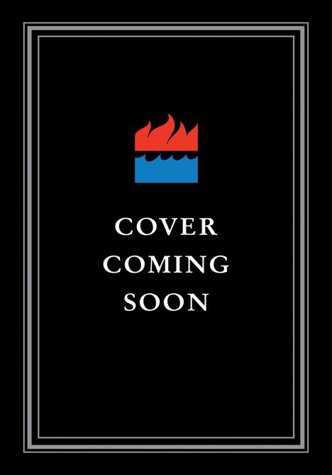 Text: "Cover Coming Soon". Ein Logo mit roter Flamme über blauen Wellen auf schwarzem Hintergrund mit grauem Rahmen.