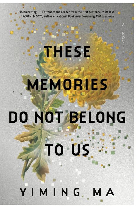 „These Memories Do Not Belong To Us“ von Yiming Ma. Illustration einer gelben Blume mit verstreuten Quadraten.