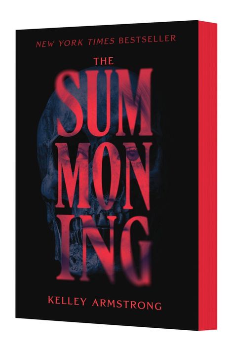 „NEW YORK TIMES BESTSELLER“, „THE SUMMONING“, „KELLEY ARMSTRONG“ in roter Schrift auf schwarzem Hintergrund.