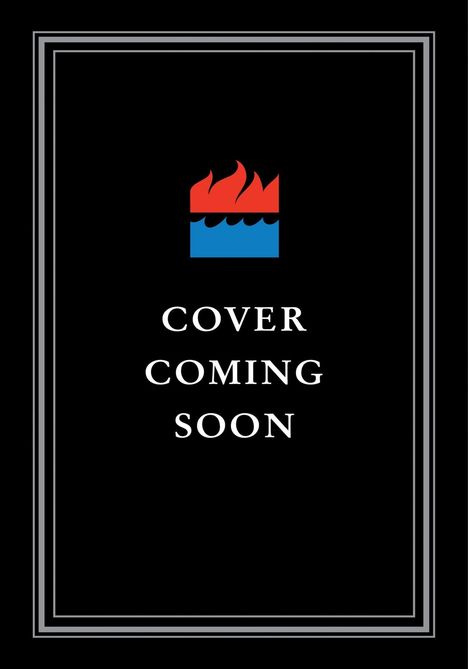 Text: "Cover Coming Soon". Schwarz mit Logo. Logo: rote Flamme über blauer Welle, umrandet in Weiß.