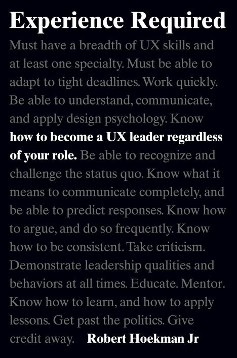 Robert Hoekman: Experience Required: How to become a UX leader regardless of your role, Buch