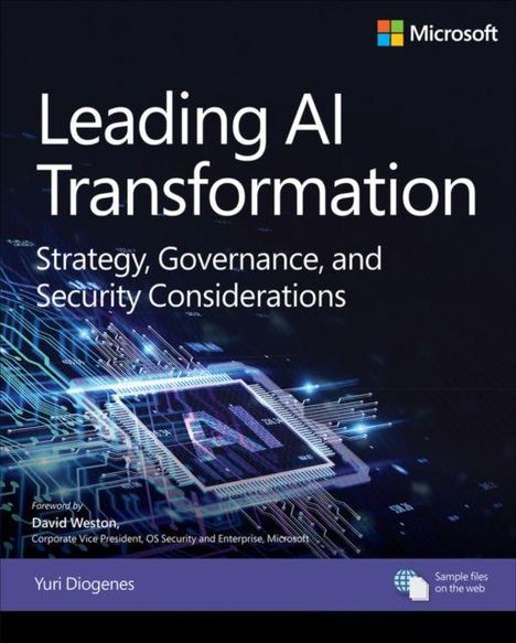 "Leading AI Transformation: Strategy, Governance, and Security. Vorwort von David Weston. Logo oben rechts."