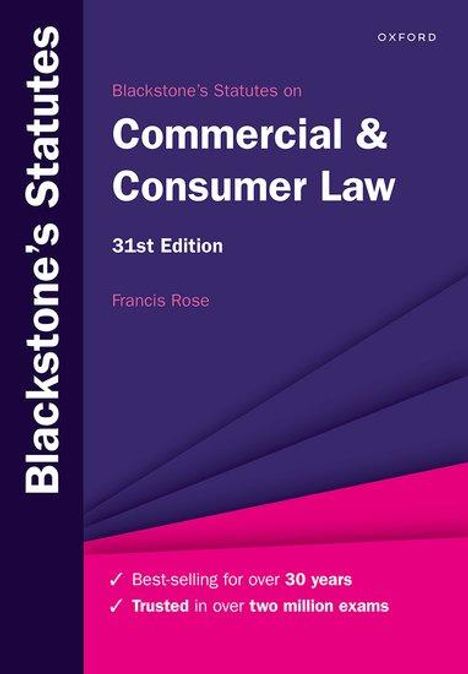 Francis Rose: Blackstone's Statutes on Commercial &amp; Consumer Law, Buch