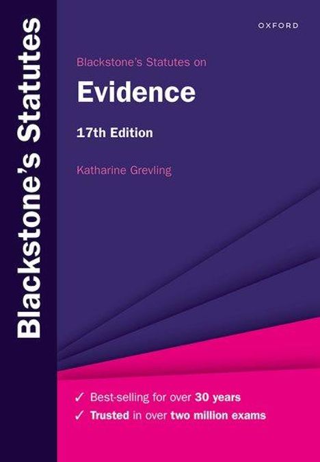 Katharine Grevling: Blackstone's Statutes on Evidence, Buch