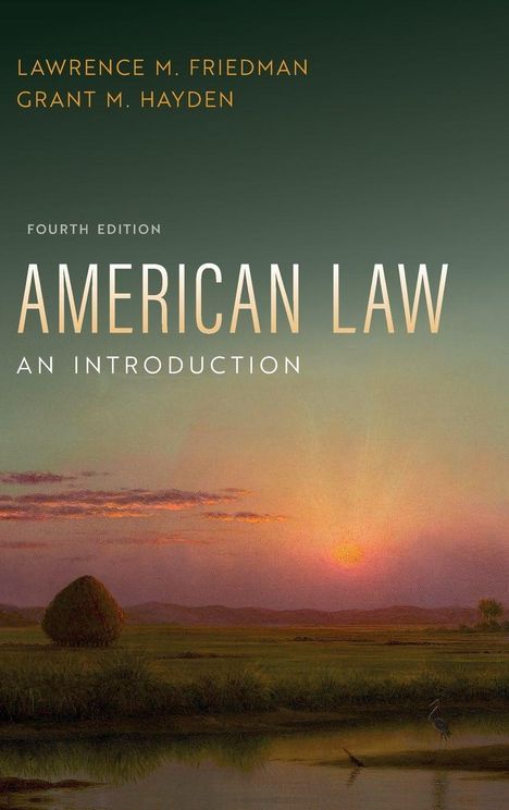 "Fourth Edition American Law: An Introduction" oben. Darunter eine Landschaft mit Sonnenuntergang und einem Teich.