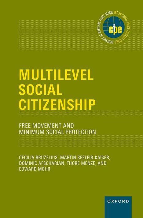 „MULTILEVEL SOCIAL CITIZENSHIP“, „FREE MOVEMENT AND MINIMUM SOCIAL PROTECTION“. Grüner Hintergrund mit einem Logo.