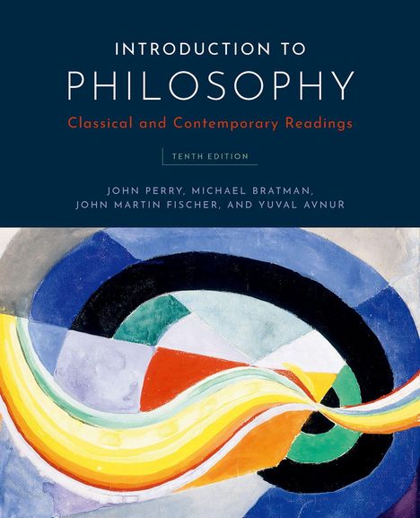 Titel: "Introduction to Philosophy: Classical and Contemporary Readings". Buntes abstraktes Gemälde mit geschwungenen Formen.