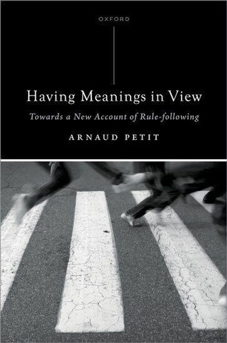 "Having Meanings in View" von Arnaud Petit. Schwarz-weißes Bild von unscharf gehenden Menschen auf einem Zebrastreifen.
