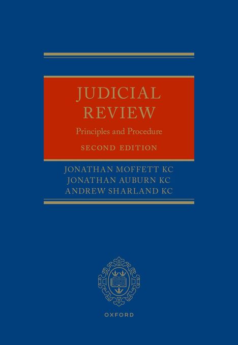 „Judicial Review: Principles and Procedure, Second Edition“ von Moffett, Auburn, Sharland. Blaues Cover, roter Titelblock.
