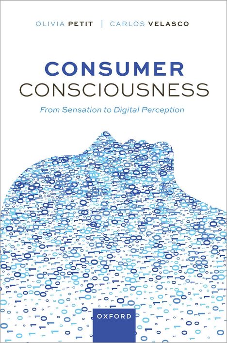 "Olivia Petit, Carlos Velasco. Consumer Consciousness: From Sensation to Digital Perception." Illustration eines Profils aus Datenpunkten.