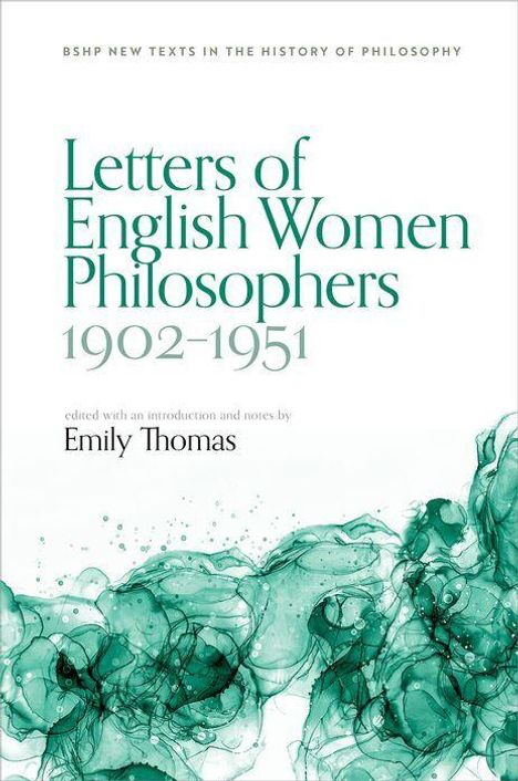 Buchtitel: "Letters of English Women Philosophers 1902-1951" von Emily Thomas. Unten grüne abstrakte Muster.