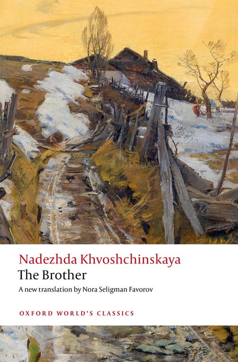 Titel: Nadezhda Khvoshchinskaya: The Brother. Ein Weg führt zu einem alten Haus, umgeben von schmelzendem Schnee und Bäumen.
