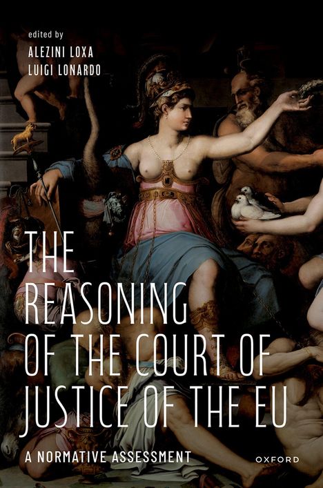 Titeltext: "The Reasoning of the Court of Justice of the EU". Illustration einer klassischen mythologischen Szene.