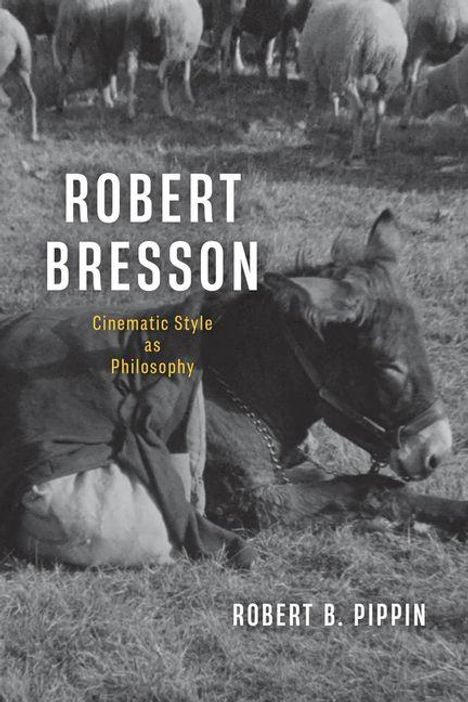 „Robert Bresson: Cinematic Style as Philosophy“ von Robert B. Pippin. Esel ruht auf Wiese, Schafe im Hintergrund.