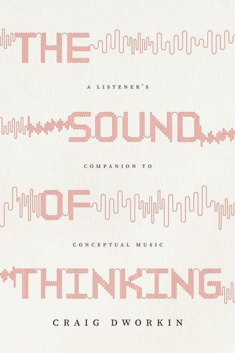„THE SOUND OF THINKING“ in rot-gewellter Schrift. Titel: „A Listener’s Companion to Conceptual Music“ von Craig Dworkin.