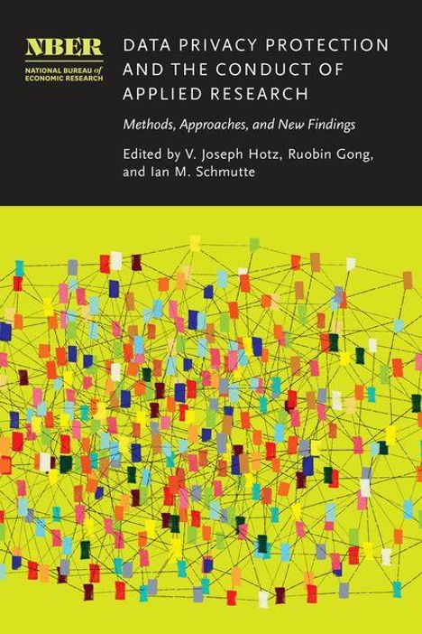 "Data Privacy Protection and the Conduct of Applied Research; bunte quadratische Muster mit verbundenen Linien auf gelbem Hintergrund."