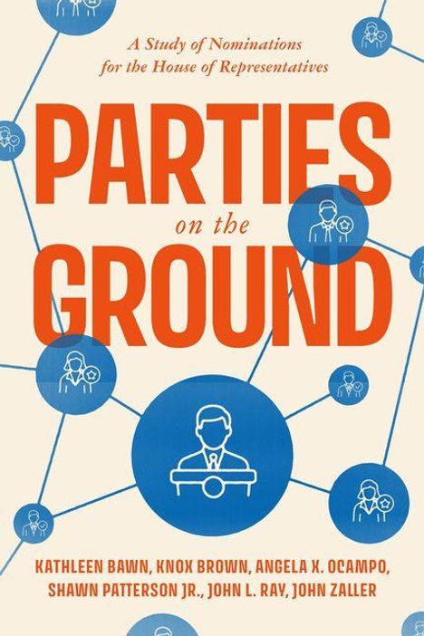 Titel: "PARTIES on the GROUND". Illustration eines Netzwerks mit verbundenen, stilisierten Personen-Icons. Autoren unten genannt.