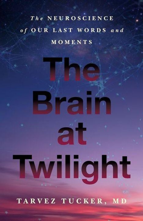 "The Brain at Twilight" von Tarvez Tucker, MD. Oben ein Nachthimmel mit Netzstrukturen, darunter ein violetter Horizont.