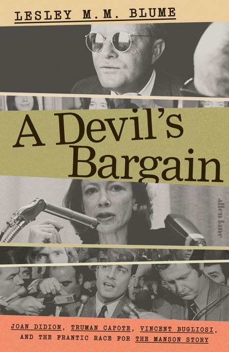 Titel: "A Devil's Bargain"; Autorenname: Lesley M.M. Blume. Bilder von Menschen, teils bei Pressekonferenzen.