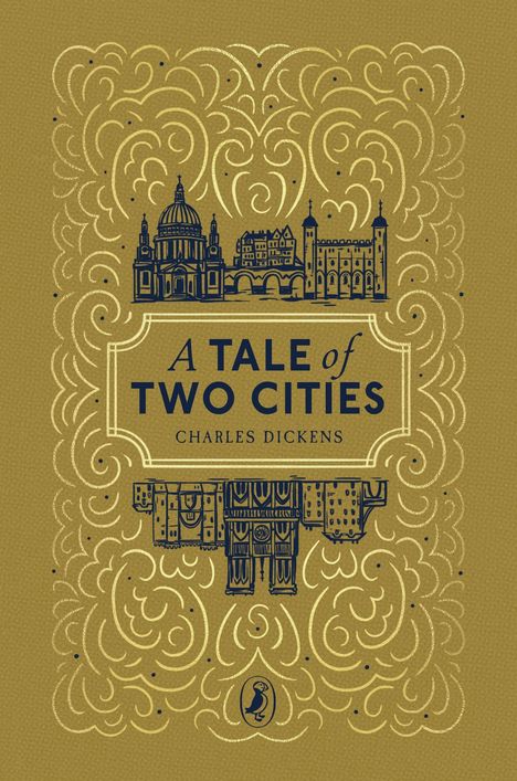 CHARLES DICKENS. TALE of TWO CITIES. Puffin Clothbound Classic. JUNE 2026. Grüner Hintergrund, kleines Logo unten.