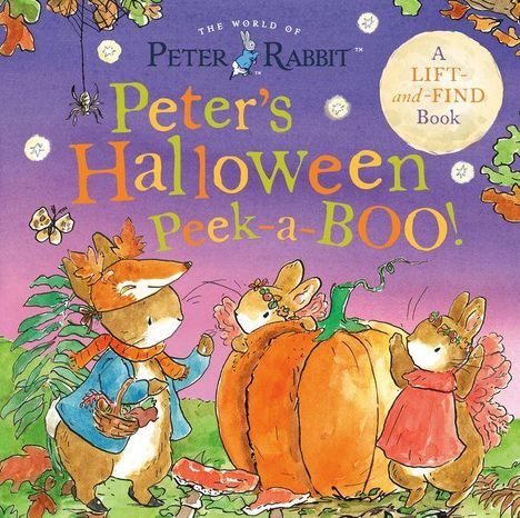 „Peter's Halloween Peek-a-BOO!“ Kinderhasen feiern mit Kürbissen; Illustration in leuchtenden Herbstfarben.
