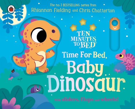 "Ten Minutes to Bed: Time For Bed, Baby Dinosaur" steht im Vordergrund. Eine Illustration zeigt einen niedlichen Dino.