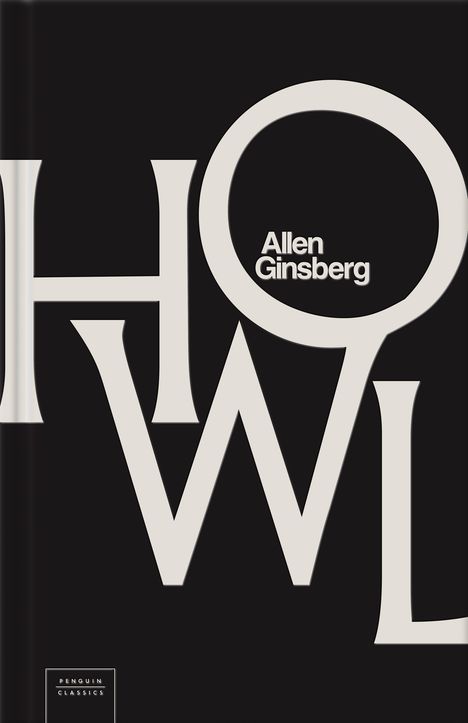 „Howl“ in großen Buchstaben. Der Name „Allen Ginsberg“ steht kleiner daneben. Unten links „Penguin Classics“-Logo.