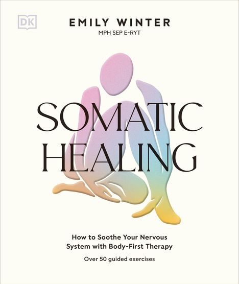„Somatic Healing“, Emily Winter. Farbige, stilisierte Figur aus ineinanderfließenden Formen.