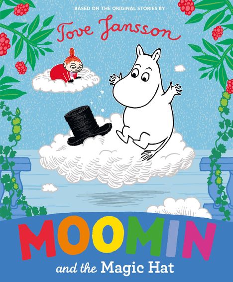 "MOOMIN and the Magic Hat" zeigt eine Figur auf einer Wolke, eine schwarze Mütze und Pflanzen.