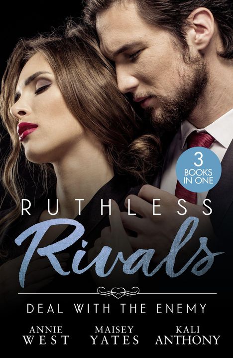 Text: "Ruthless Rivals", "Deal with the Enemy", "3 Books in One", Namen der Autoren. Nahaufnahme eines Paares, elegant gekleidet.