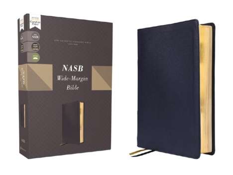 Zondervan: Nasb, Wide Margin Bible, Genuine Leather, Calfskin, Navy, Red Letter, 1995 Text, Comfort Print, Buch