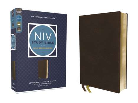 Zondervan: NIV Study Bible, Fully Revised Edition (Study Deeply. Believe Wholeheartedly.), Genuine Leather, Calfskin, Brown, Red Letter, Comfort Print, Buch