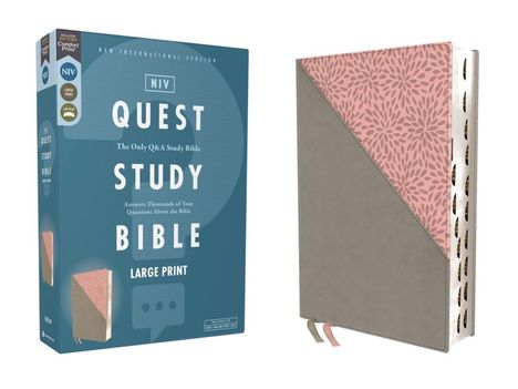 Niv, Quest Study Bible, Large Print, Leathersoft, Gray/Pink, Thumb Indexed, Comfort Print, Buch