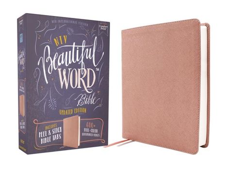 Zondervan: Niv, Beautiful Word Bible, Updated Edition, Peel/Stick Bible Tabs, Leathersoft, Pink, Red Letter, Comfort Print, Buch