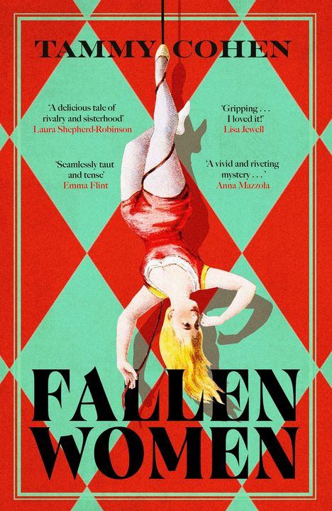 „Fallen Women“ oben, „Tammy Cohen“ unten in Gold auf Rot. Illustration: ein Schwan und ein Schmetterling.