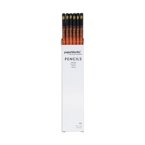 Die Vorderseite einer Schachtel mit der Aufschrift: "paperblanks PENCILS HB". Zwölf Stifte sind darin enthalten.