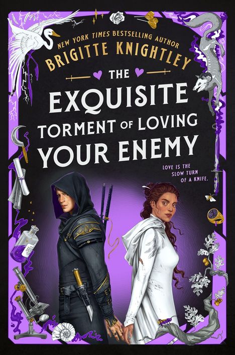 Buchcover: "The Exquisite Torment of Loving Your Enemy" von Brigitte Knightley. Zwei Personen stehen Rücken an Rücken.