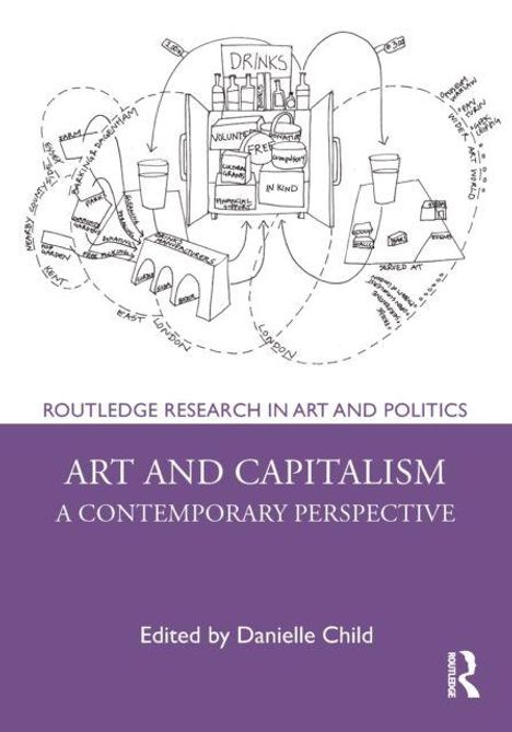 „Drinks“, „Volunteer“, „Repro“, „In Kind“. Titel: Art and Capitalism: A Contemporary Perspective. Herausgeber: Danielle Child. Illustration oben.