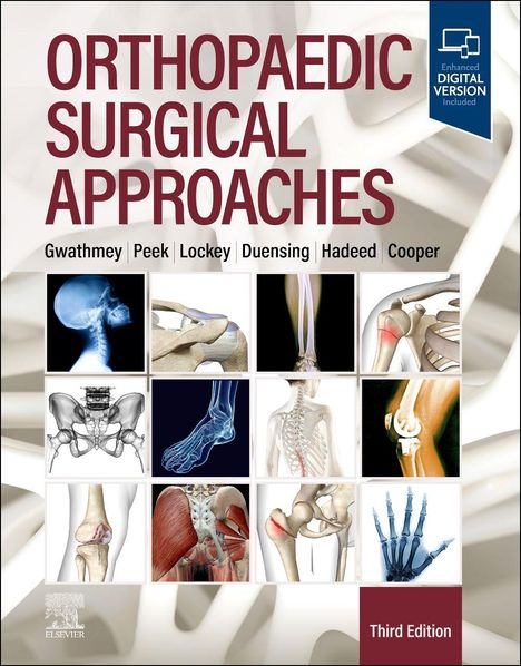 "Orthopaedic Surgical Approaches, Third Edition" zeigt verschiedene medizinische Illustrationen von Gelenken und Knochen.