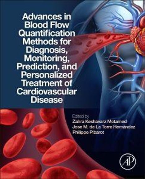 „Advances in Blood Flow Quantification Methods... Cardiovascular Disease.“ Cover mit roten Blutkörperchen und Adern.