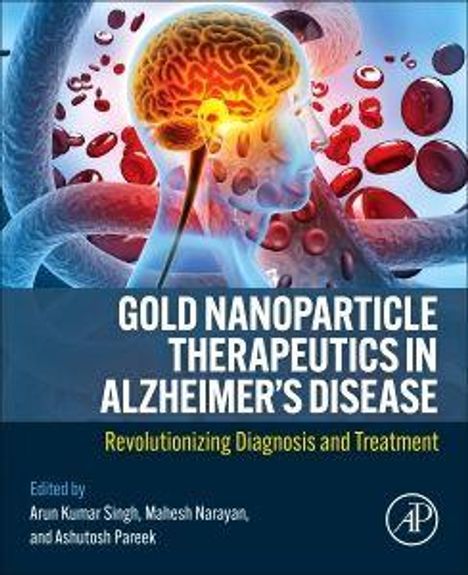 "Gold Nanoparticle Therapeutics in Alzheimer’s Disease: Revolutionizing Diagnosis and Treatment" mit buntem Gehirn.