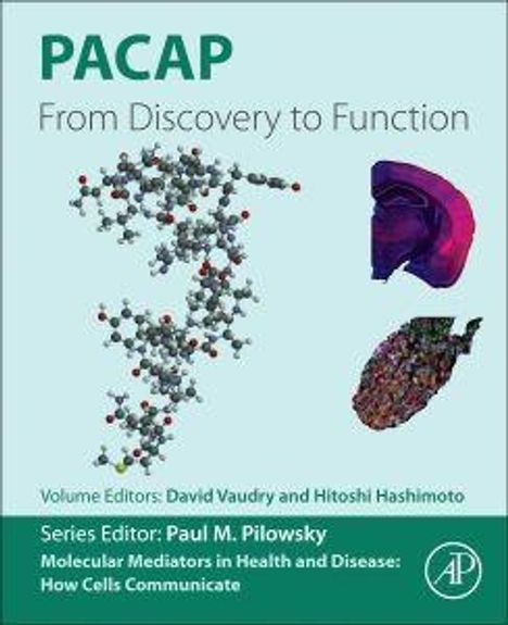 Titel: "PACAP: From Discovery to Function". Es zeigt ein 3D-Modell eines Moleküls und farbige wissenschaftliche Illustrationen.