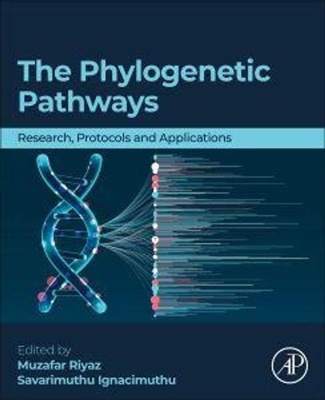 "The Phylogenetic Pathways", Thema: Forschung und Anwendungen, bearbeitet von Muzaffar Riyaz und Savarimuthu Ignacimuthu. Illustration einer DNA-Helix.