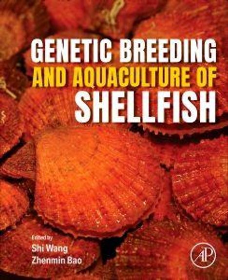 "Genetic Breeding and Aquaculture of Shellfish" steht in großen Buchstaben, darunter rote Muscheln und zwei Editoren genannt.